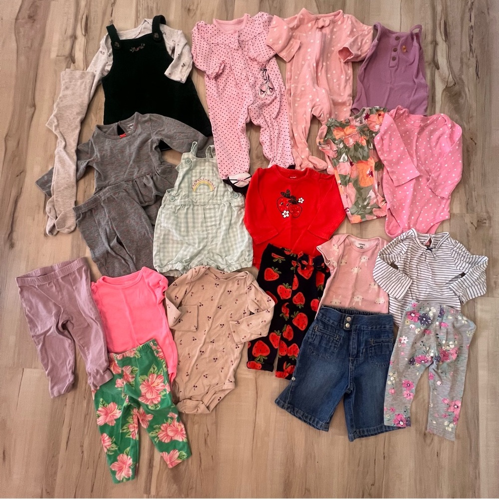 20 Piece Lot Bundle Spring Summer 9 Month Baby Girl Clothes Outfit Sleeper Dress